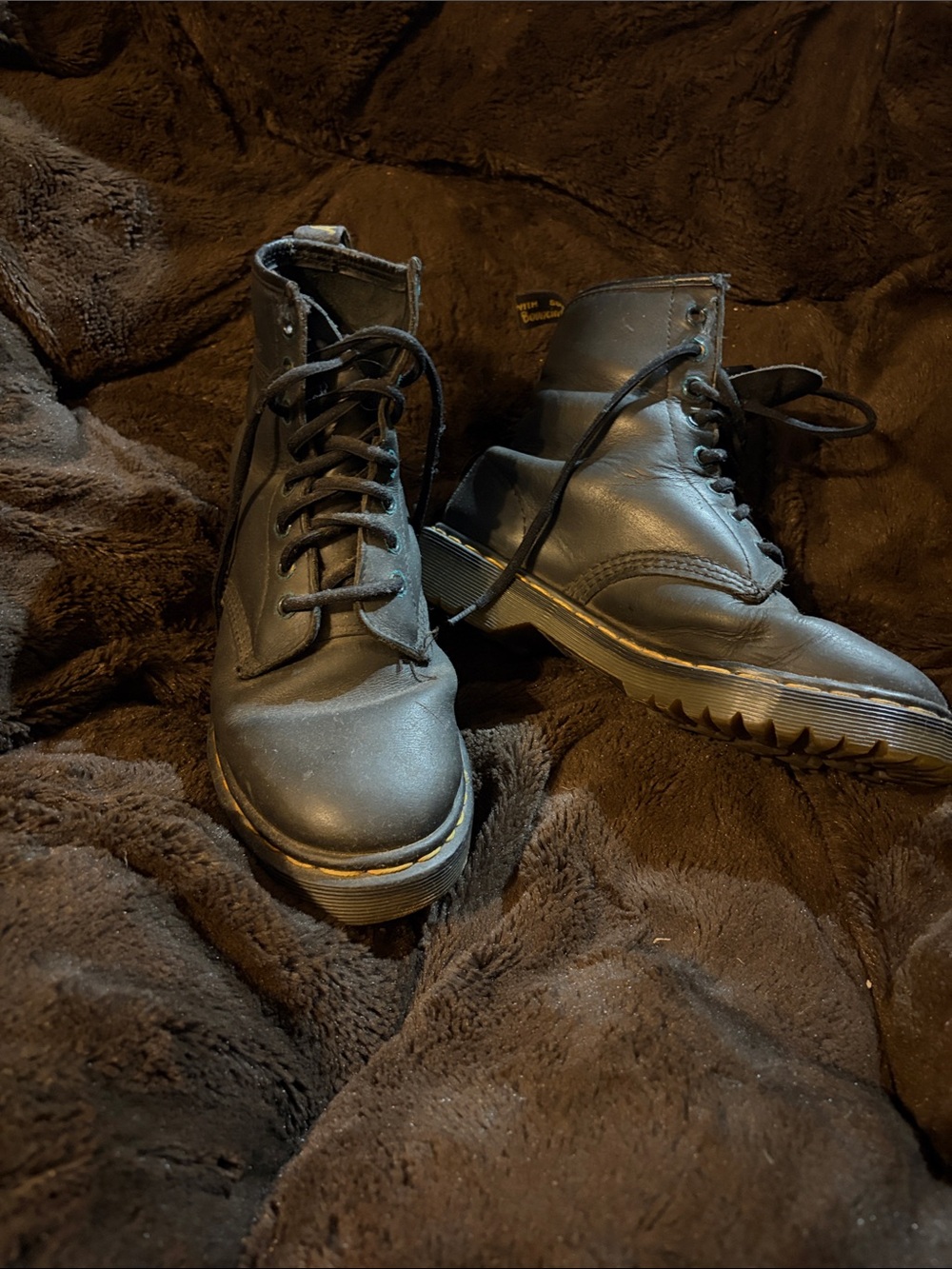 Dr. Martens Women's Black Leather Lace-Up Combat Boots
